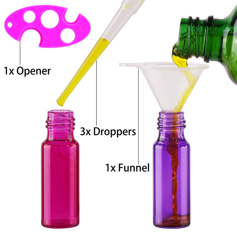 MaxMau 24 Pack Essential Oils Roller Bottles,5ml Colourful Roll On Bottles Steel Roller Balls Metal Cap for Aromatherapy Perfume - Image 2